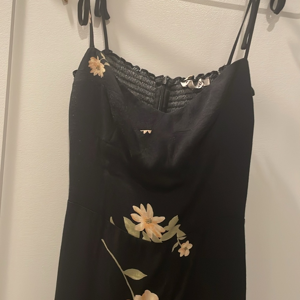 Reformation Black Floral Midi Dress Size - Picture 4 of 5